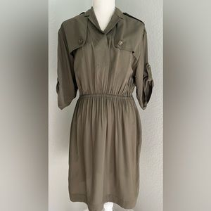 Burberry Brit Military Shirt Dress Olive Green US Sz 4